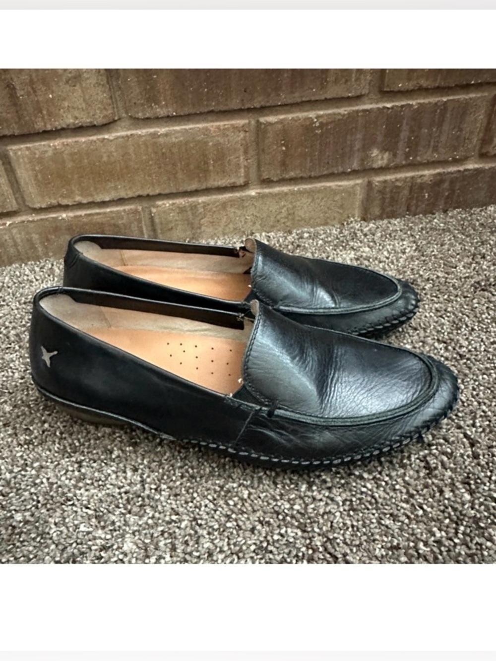 Pikolinos Jerez Black Leather Loafers Size 37 Excellent Condition